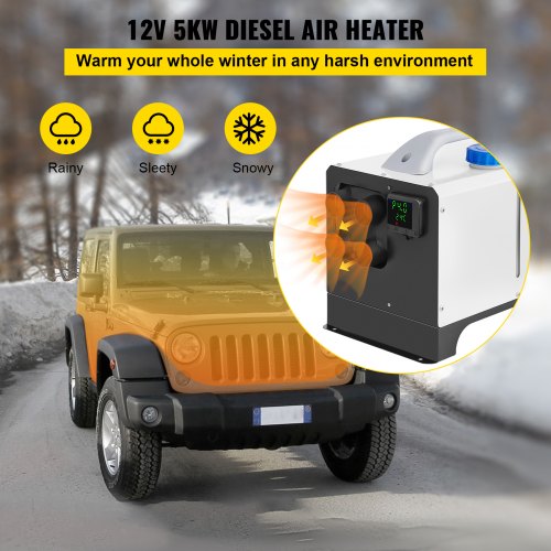 Diesel Air Heater, 5KW Parking Heater, All in One 12V Truck Heater, Four Outlet Holes, with LCD Switch, Remote Control, Fast Heating Diesel Heater, For RV Truck, Boat, Bus, Car Trailer, Caravans