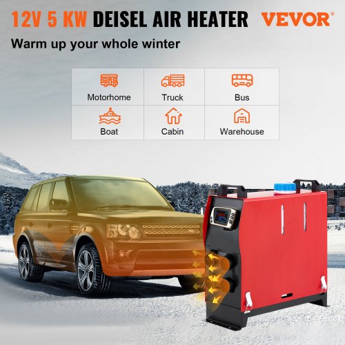Diesel Heater 12V Diesel Air Heater Muffler 5KW Diesel Air Heater with Remote Control & LCD Thermostat Monitor for Car Trucks Motor-Home Boat and Bus