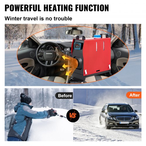 12V Diesel Air Heater Parking Heater, 5KW  All in One Diesel Fuel Heater with Single Air Outlets Remote Control Parking Heater Silencer LCD Switch for Car RV Boats Bus Caravan