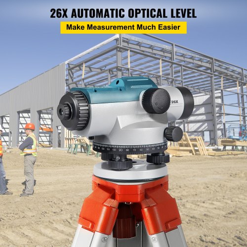 Automatic Optical Level, 26X, 40?mm Aperture Auto Level Kit with Magnetic Dampened Compensator and Transport Lock, Height Distance Angle Measuring Tool w/ Hard Plastic Case, IP54 Waterproof