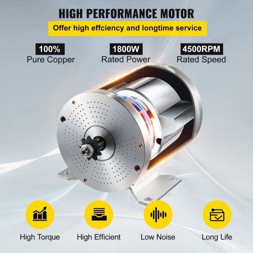 48V DC 1800 Watt Electric brushless  Motor with Controller & Charger 9 Tooth T8F Chain Sprocket and Mounting Bracket for Go Karts Scooters & E-bike
