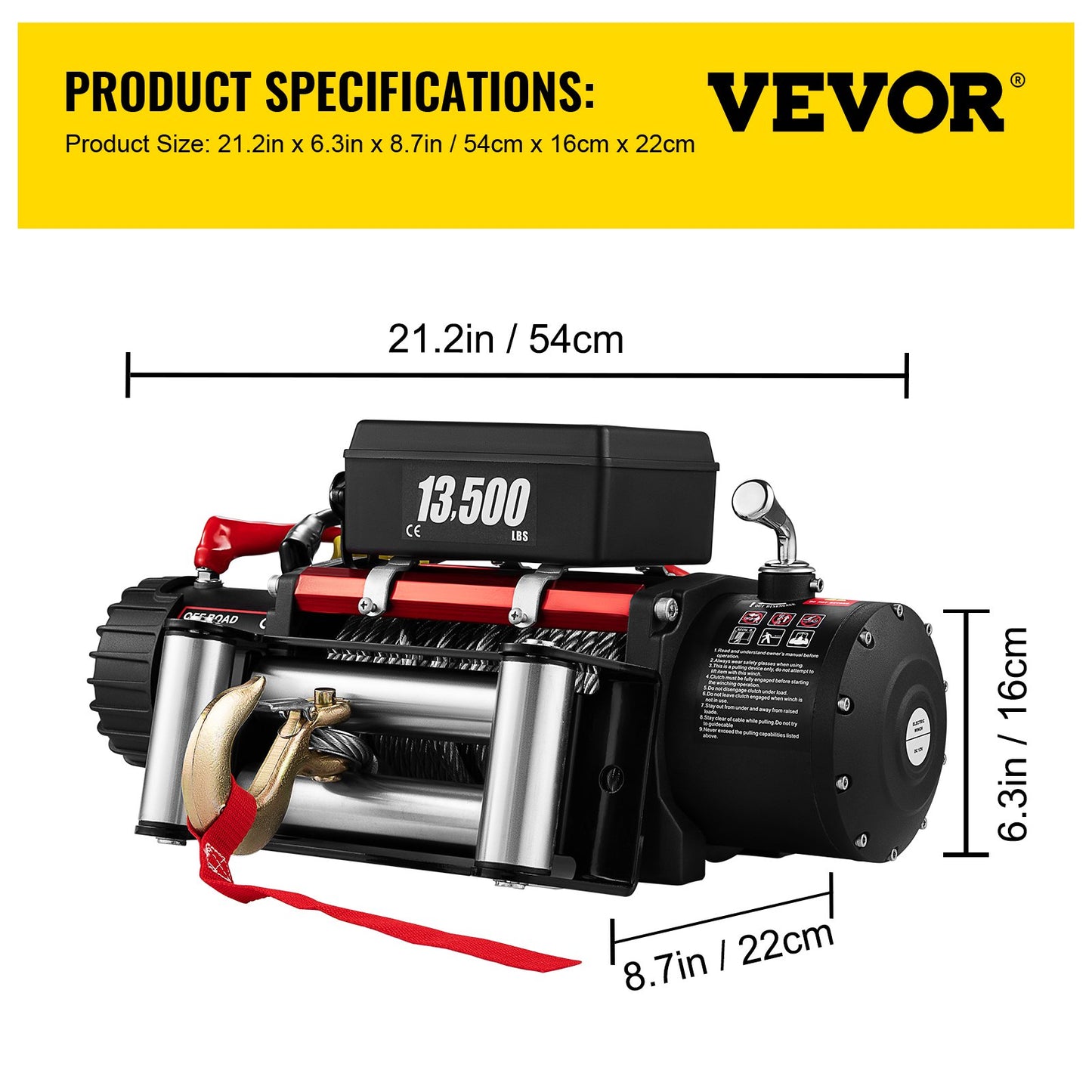 Electric Winch Recovery 12v 13500Lb / 6125Kg,Electric Truck Winch with Handle and Wireless Remote Control,13500Lb /6125Kg Electric Truck Winch with 92 ft Strong Steel Cable