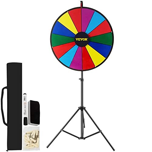18” Prize Wheel Tripod Floor Stand Color Prize Wheel Fortune Spinner 14 Slots Dry Ease Tradeshow Fortune Spinning Game(18inch)