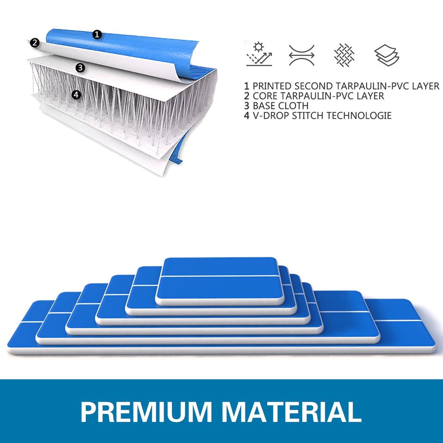 1X3M Air Track Tumbling Mat Air Track  Mat Gymnastics 3m Inflatable Tumbling Gym Mat Exercise Tumbling Mat without Air Pump