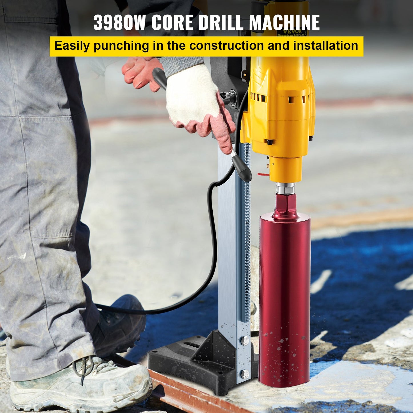 3980W Diamond Core Drilling Press Machine Concrete Drill Machine Max 205MM Drill Stand bits Machine 205MM Motor with Stand & Drill Bits