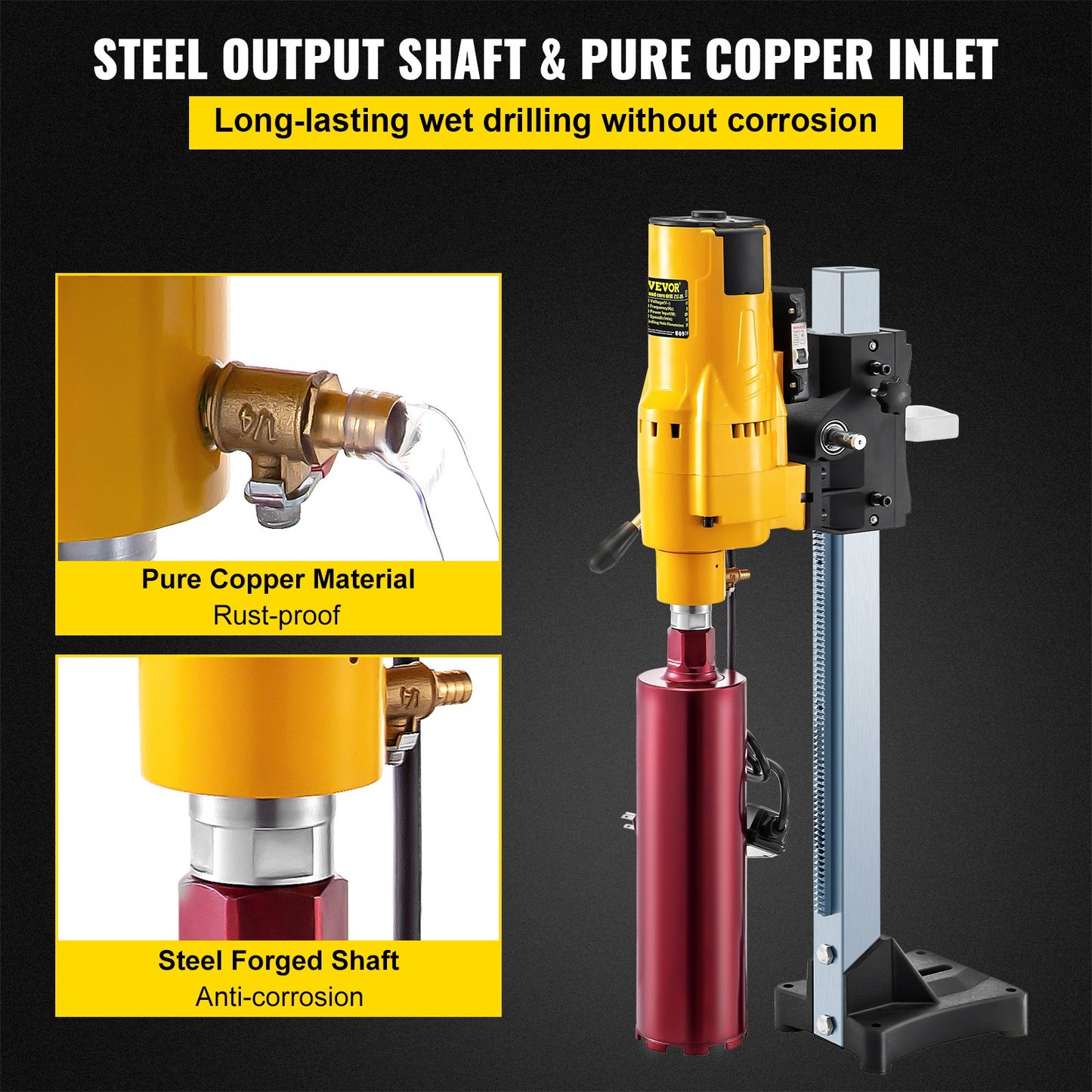 3980W Diamond Core Drilling Press Machine Concrete Drill Machine Max 205MM Drill Stand bits Machine 205MM Motor with Stand & Drill Bits