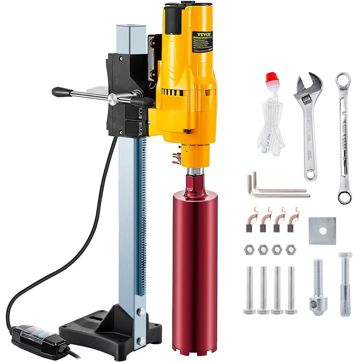 3980W Diamond Core Drilling Press Machine Concrete Drill Machine Max 205MM Drill Stand bits Machine 205MM Motor with Stand & Drill Bits