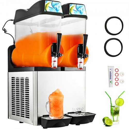 Commercial Slushy Machine 2x12L Slushy Tank 220V Slush Frozen Drink Machine Commercial Smoothie Maker Slushy Making Machine Double Tank Suitable for Commercial Use