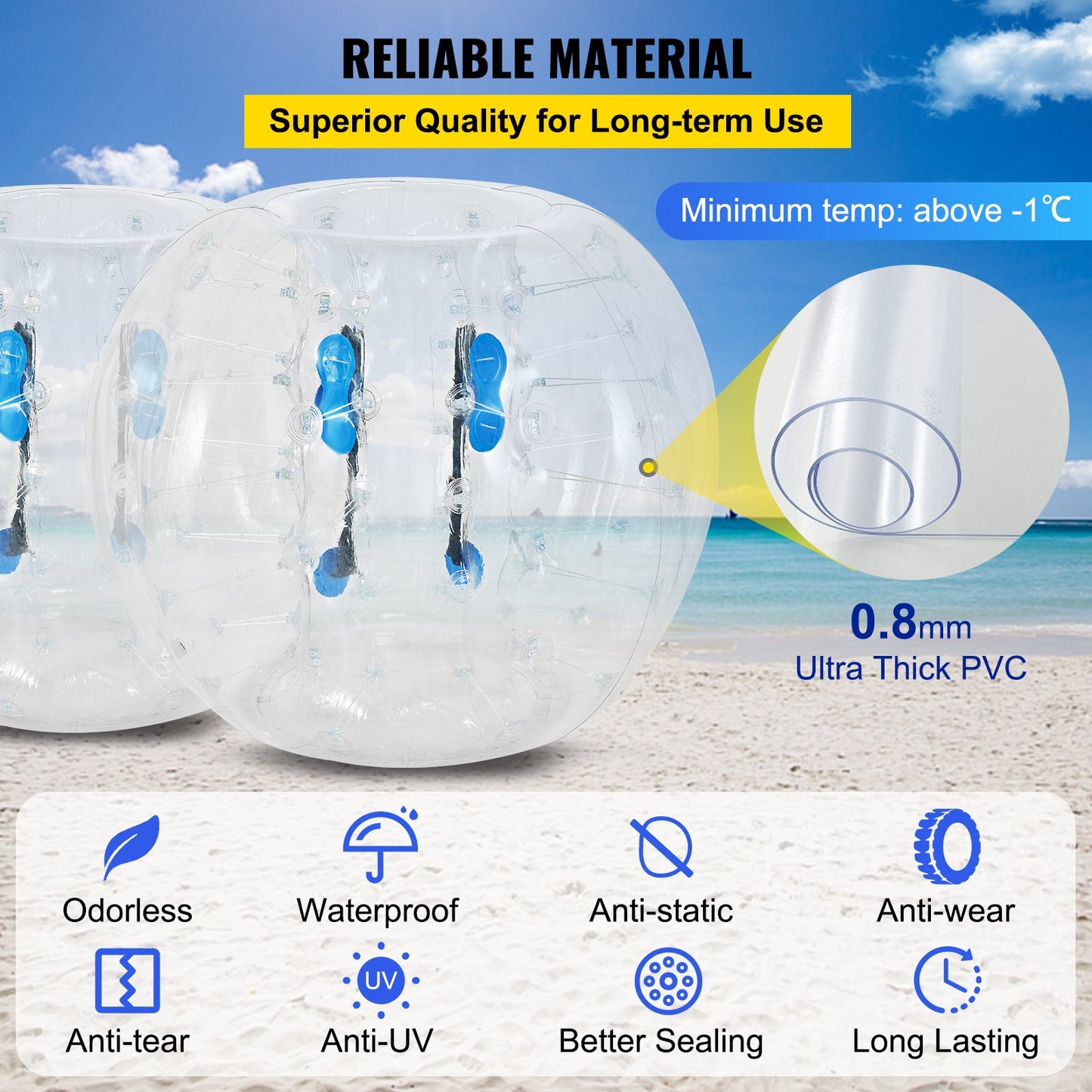 2Pcs PVC Zorbing Ball Family Fun Zorb Ball Soccer Bubble for Adults or Child 1.2M Inflatable Bumper Football Outdoor Activity Zorb Balls Transparent