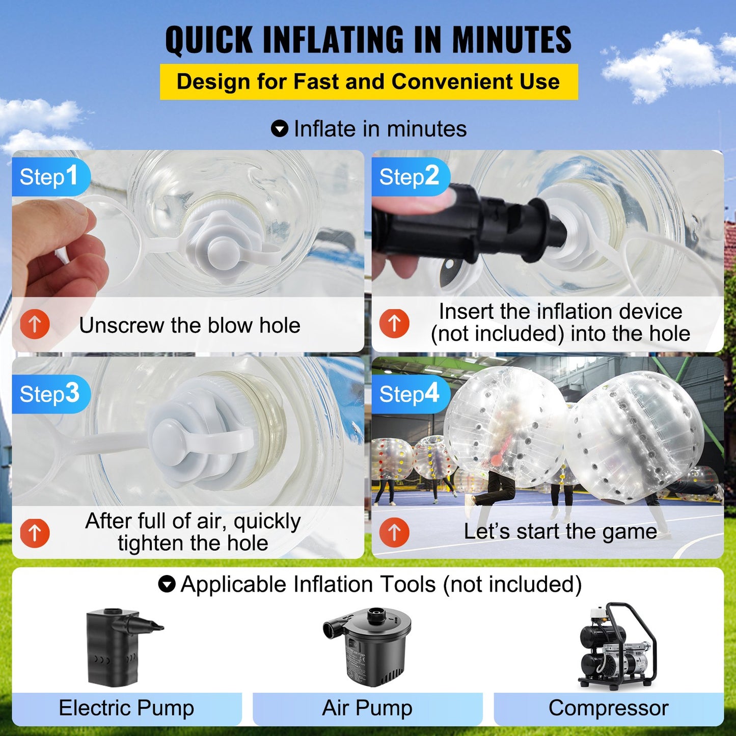 2Pcs PVC Zorbing Ball Family Fun Zorb Ball Soccer Bubble for Adults or Child 1.2M Inflatable Bumper Football Outdoor Activity Zorb Balls Transparent