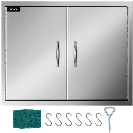 30.5x21" Double Bbq Door Stainless Steel Flush Mount Outdoor Polished