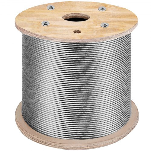 316 Stainless Steel Cable 1/8" 1x19 Steel Cable Wire Rope 150M/500FT Cable Railing Transport Wire Rope Cable for Railing Decking DIY Balustrade(150M)
