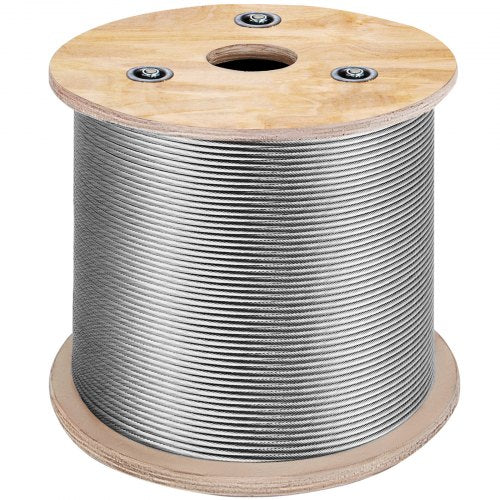 T316 Stainless Steel Cable 1/8" 7x7 Steel Wire Rope Cable 500FT Cable Railing Transport Wire Rope Cable for Railing Decking DIY Balustrade