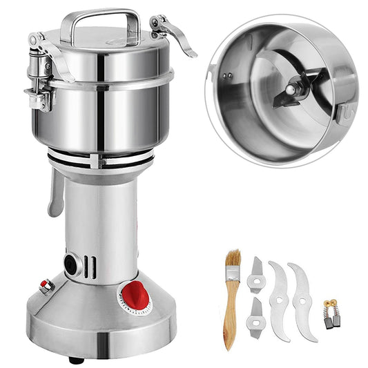 Electric Grain Grinder 0.77 LBS Grain Grinder Mill 2000W Powder Machine Flour Mill Grinder Electric Grain Mill Grinder for Herb Pulverizer Food Grade Stainless Steel Grinding Machine For Grain