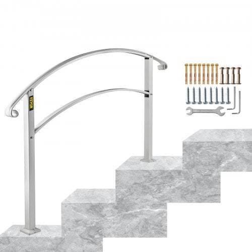 3FT Adjustable Wrought Iron Handrail Fits 3 Steps Outdoor Steps/Stairs