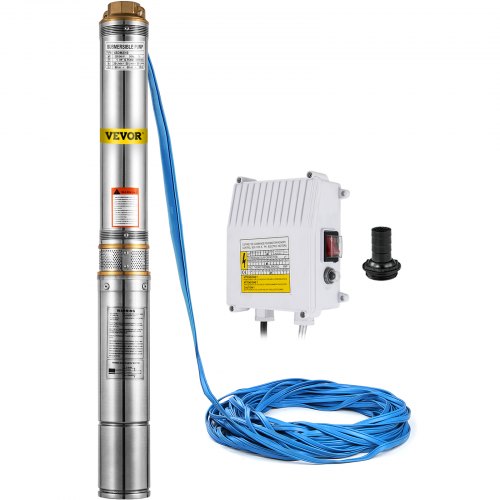 Well Pump 0.75 HP 220V Submersible Well Pump 2620ft Head 96 L/min Stainless Steel Deep Well Pump for Industrial and Home Use