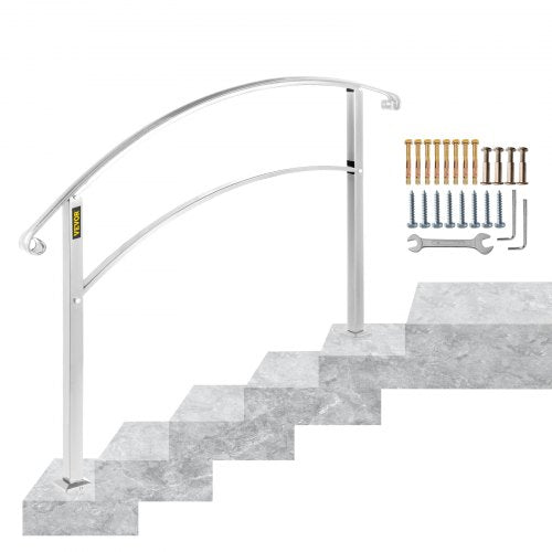5FT Adjustable Wrought Iron Handrail Fits 5 Steps Outdoor Steps/Stairs