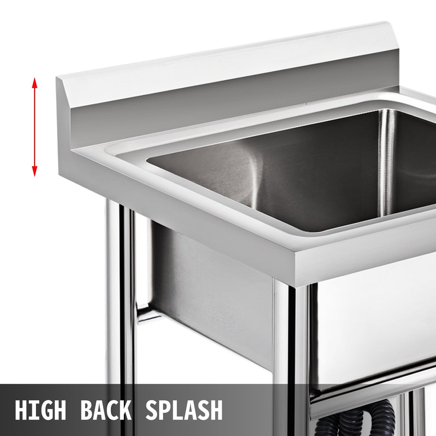 Handmade Sink Non-magnetic Stainless Steel Kitchen Sink Hand Made 1 Compartment 17.5?x 10 x 16.5 Inch Capacity Huge Tub Sink for Farmhouse Cafe Shop Hospital