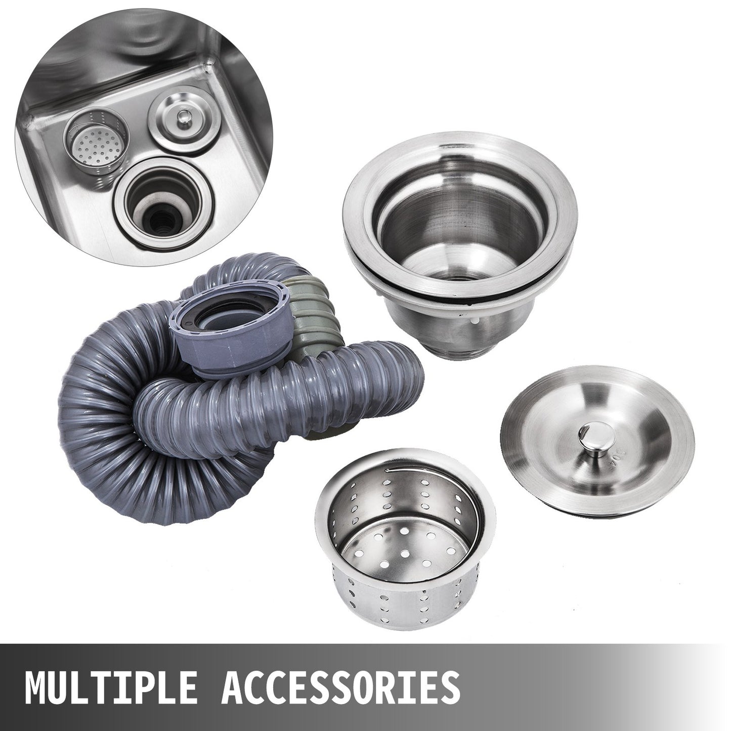 Handmade Sink Non-magnetic Stainless Steel Kitchen Sink Hand Made 1 Compartment 17.5?x 10 x 16.5 Inch Capacity Huge Tub Sink for Farmhouse Cafe Shop Hospital
