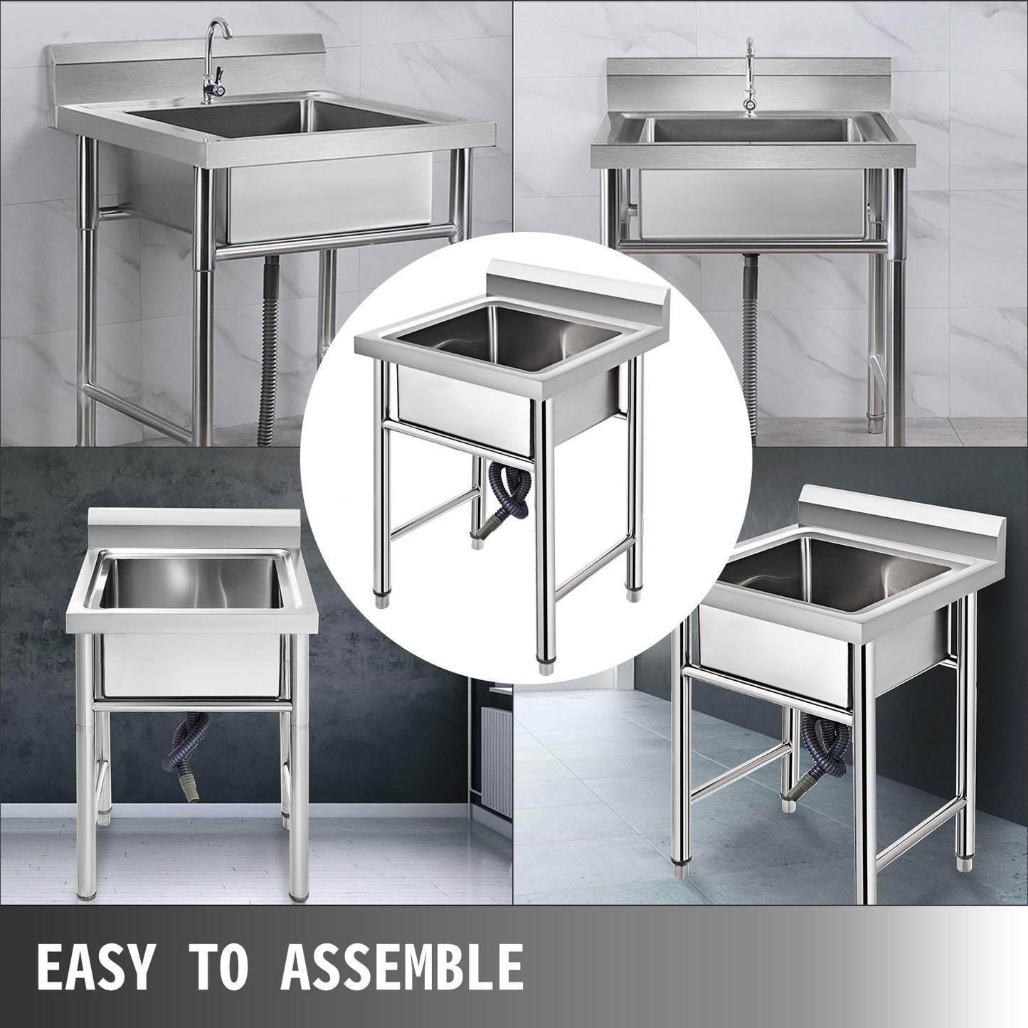 Handmade Sink Non-magnetic Stainless Steel Kitchen Sink Hand Made 1 Compartment 17.5?x 10 x 16.5 Inch Capacity Huge Tub Sink for Farmhouse Cafe Shop Hospital