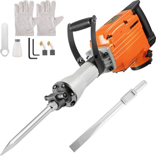 Electric Demolition Hammer 1500W Electric Jack Hammer Breaker 65A Demolition Hammer Drill with 360° Rotary Ergonomic Handle for Concrete