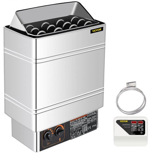 6KW Electric Sauna Heater Stove W/External Controller Wet & Dry 380V-400V Home Sauna Room Bath Shower Spa Heater Working Area 5-9m3 Sauna Room