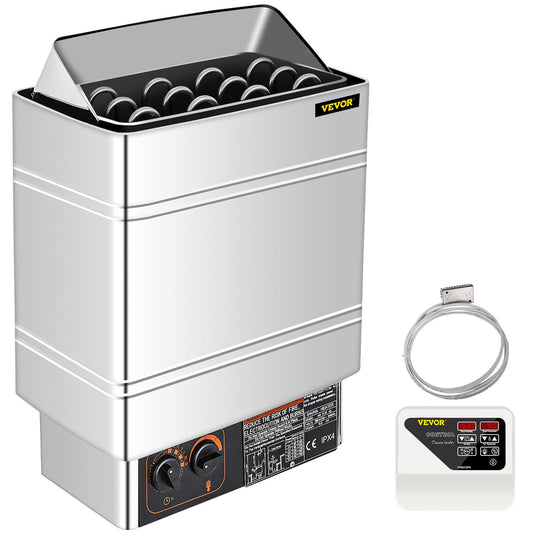 6KW Electric Sauna Heater Stove W/External Controller Wet & Dry 380V-400V Home Sauna Room Bath Shower Spa Heater Working Area 5-9m3 Sauna Room