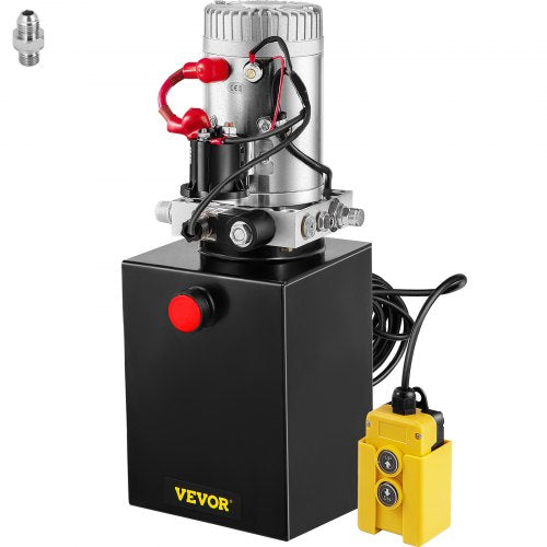 6L Hydraulic Pump Single-Acting Hydraulic Unit Dc12V, Single Acting Hydraulic Power Pack Tank Hand Pump 6 Quart 3200 PSI Max  6 Port Connector