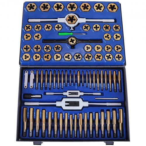 86 PICS Tap and Die Set, Machinist Standard Tapered & Plug Hand Tapping, Cutting, Threading, Forming, and Chasing Thread Kit with SAE & Metric Measurements for Garage, Workshop & Mechanics Use