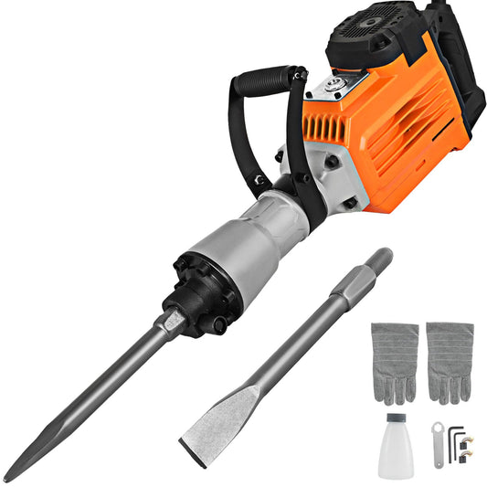 Update 3500W Electric Breaker, 230V Electric Demolition Jack Hammer Drill, 1800 R/Min Chisel Concrete Road Breaker 360° Foregrip for Crushing Concrete