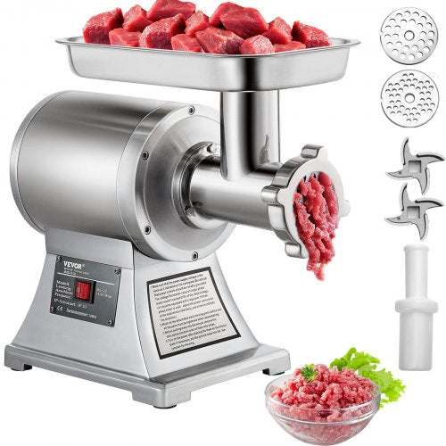 Commercial Meat Mincer 750W Electric Meat Grinder 1HP 190PRM Stainless Steel Meat Grinder Commercial Sausage Stuffer Maker for Industrial and Home Use
