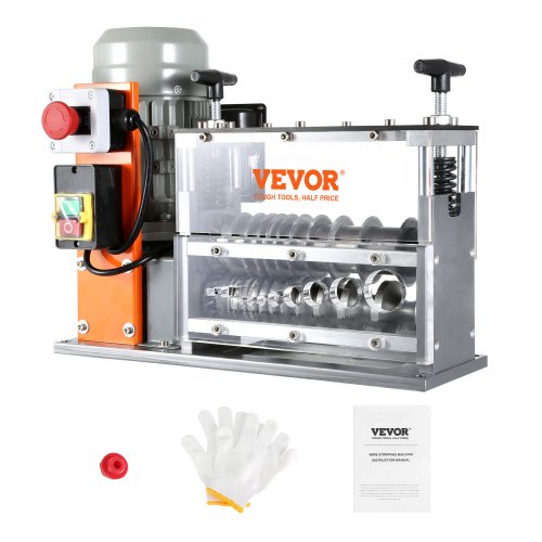 Automatic Wire Stripping Machine, 0.06''-1.26'' Electric Motorized Cable Stripper, 750 W, 98 ft/min Wire Peeler with Visible Stripping Depth Reference, 10 Channels for Scrap Copper Recycling