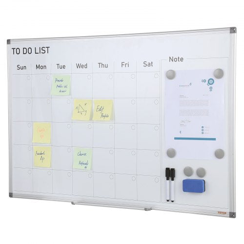Calendar Whiteboard, 36 x 24 Inches Magnetic Dry Erase Calendar Board, Monthly Planner Whiteboard for Wall, 1 Magnetic Erase & 2 Dry Erase Marker & Movable Tray for Restaurant Office Home School