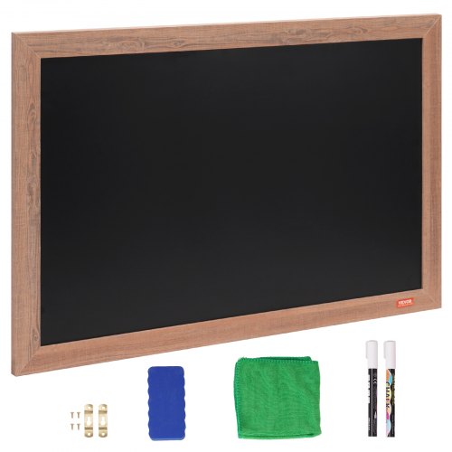 Magnetic Chalk Board, Hanging Message Signs with Chalks & Eraser, Vintage Wooden Chalkboard Sign, Rustic Brown Framed Calendar and Bulletin Combo Boards, 30"x20", Kitchen, Home Decor, Wedding