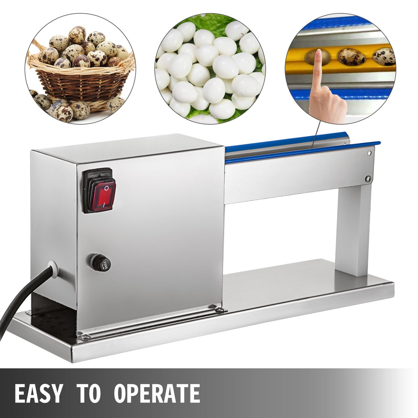 Quail Egg Peeler Machine 50KG/H Quail Egg Sheller 18W Quail Egg Sheller Semi-Automatic  Quail Egg Peeling Machine Stainless Steel Bird Egg Peeling Machine for Boiled Quail Egg