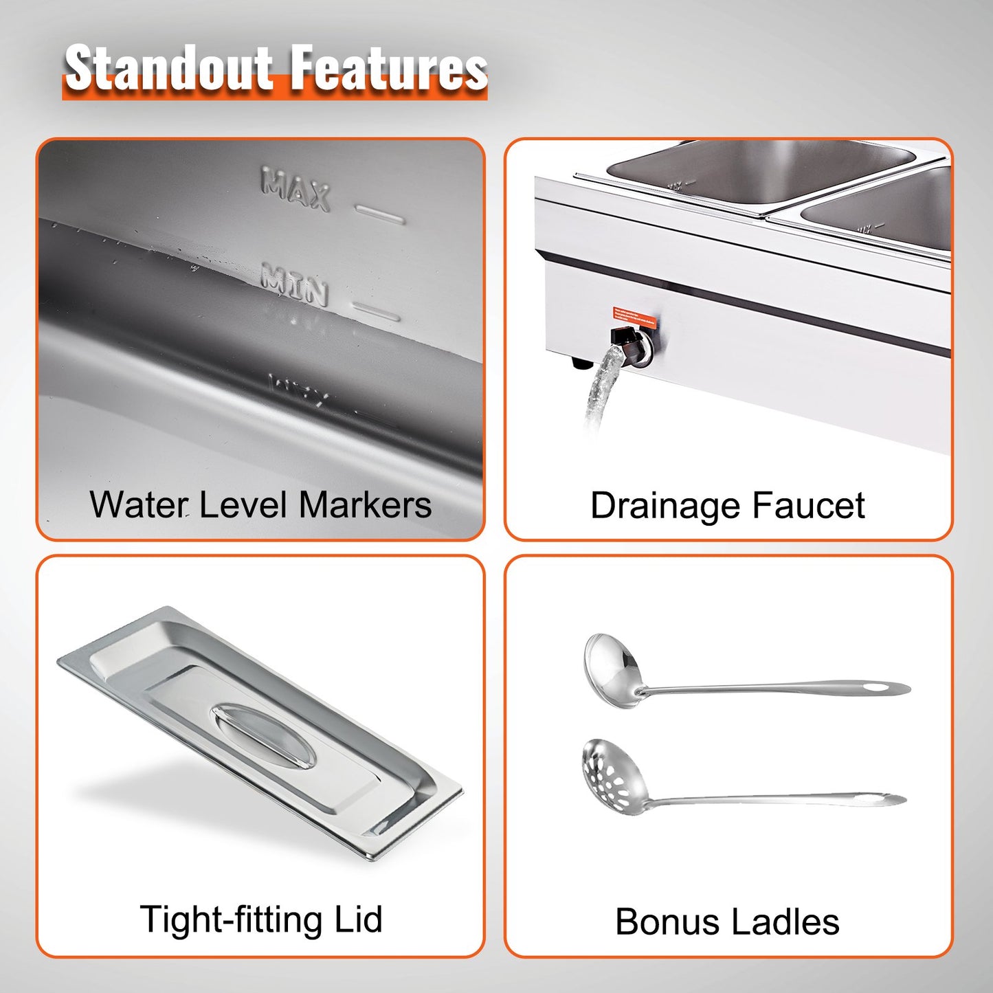 Commercial Electric Food Warmer Countertop Buffet 3*12Qt with Glass Shield