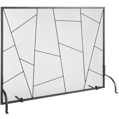 Fireplace Screen Single Panel, Sturdy Iron Mesh Fireplace Screen, 906(L) x720(H)MM Spark Guard Cover, Simple Installation, Free Standing Fire Fence Grate for Living Room Home Decor Modern