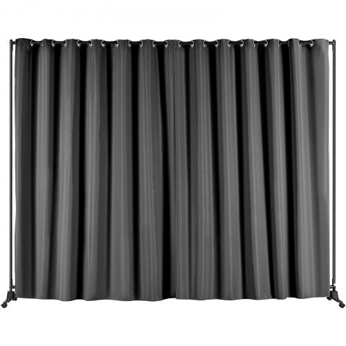 Room Divider, 8 ft x 10 ft Portable Panel Room Divider with Wheels Curtain Divider Stand, Room Divider Privacy Screen for Office, Bedroom, Dining Room, Study, Light Grey