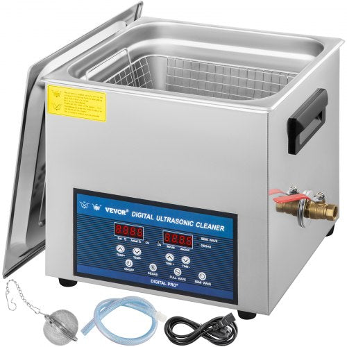 10L Ultrasonic Cleaner Dual Frequency Ultrasonic Cleaning Machine with Heater Jewelry Cleaner for Parts Jewelry Eyeglass Ring Denture Record Circuit Board 28/40KHz