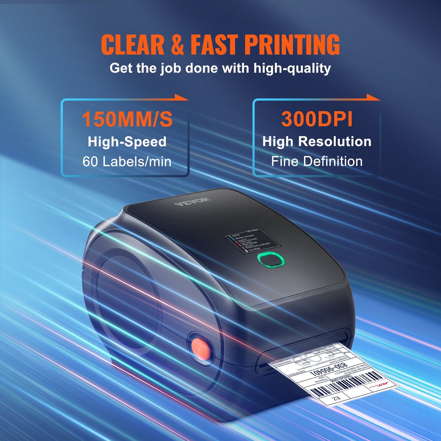 Thermal Label Printer 4x6 300DPI USB/Bluetooth for Amazon eBay Etsy UPS