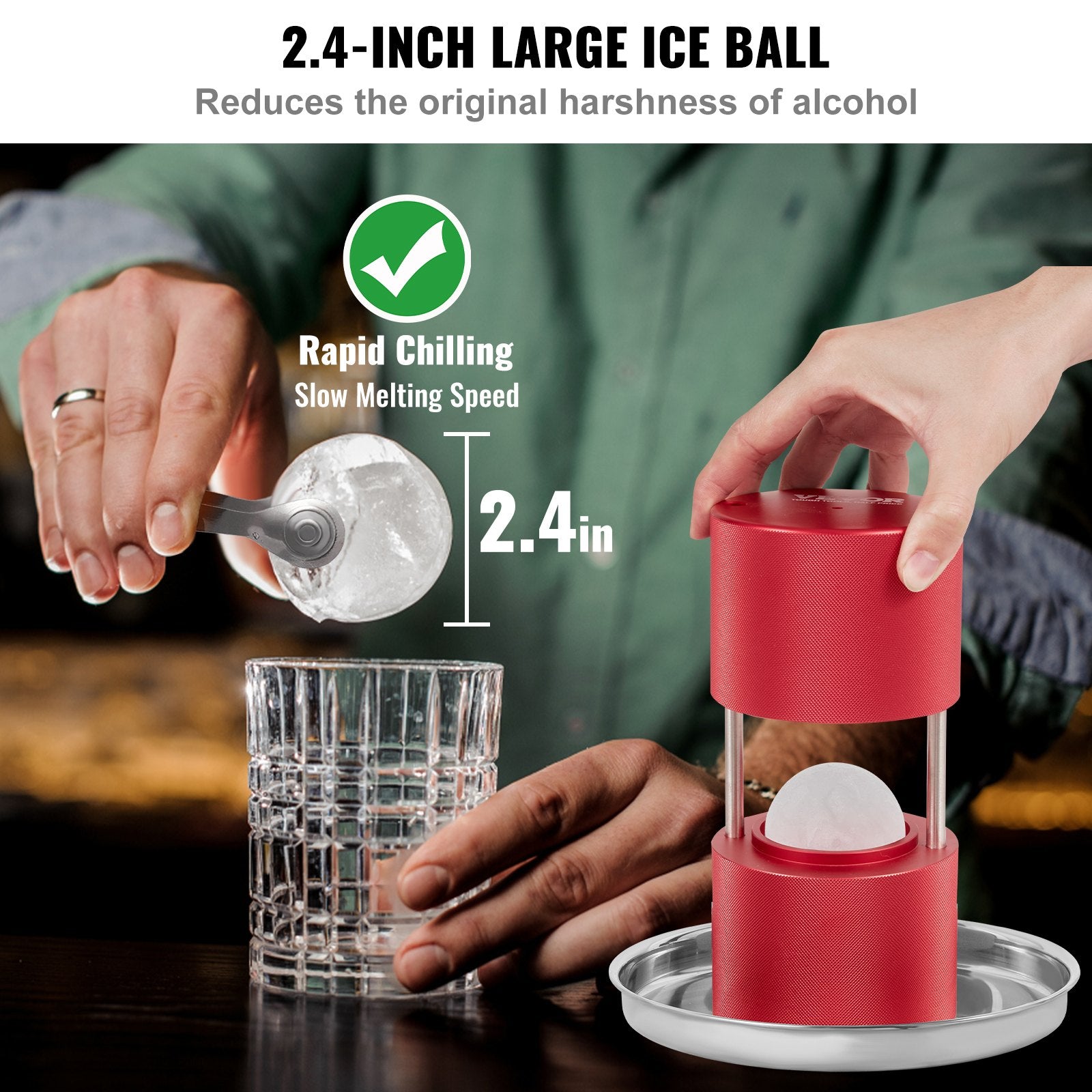 Crystal Clear Ice Ball Maker Mold - 2.36 Inch Clear Sphere, Plus 1 Ice Ball  Storage Bags