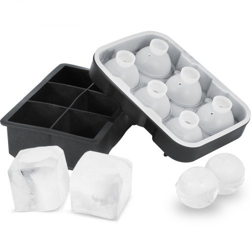 Ice Ball Maker Silicone Ice Cube Tray with Lid 2 Packs Whiskey Cocktail
