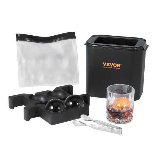 Ice Ball Maker, Crystal Clear Ice Ball Maker 2.36inch Ice Sphere Maker with Storage Bag and Ice Clamp, Round Clear Ice Cube 2-Cavity Ice Press Maker for Whiskey Scotch Cocktail Brandy