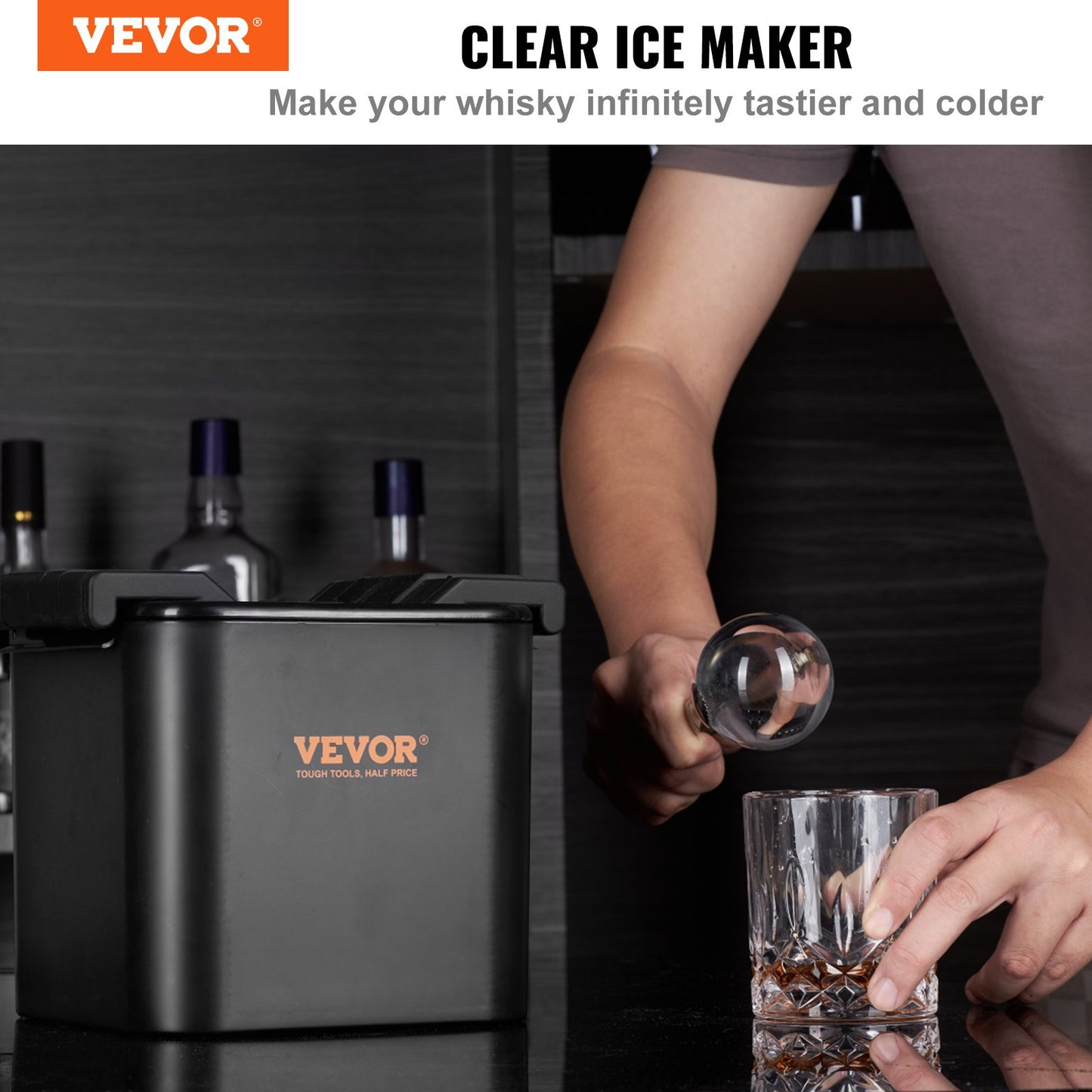 Ice Ball Maker, Crystal Clear Ice Ball Maker 2.36inch Ice Sphere with Storage Bag and Ice Clamp, Round Clear Ice Cube 4-Cavity Ice Press Maker Whiskey Scotch Cocktail Brandy Bourbon