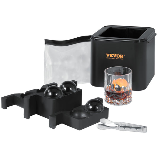 Ice Ball Maker, Crystal Clear Ice Ball Maker 2.36inch Ice Sphere with Storage Bag and Ice Clamp, Round Clear Ice Cube 4-Cavity Ice Press Maker Whiskey Scotch Cocktail Brandy Bourbon