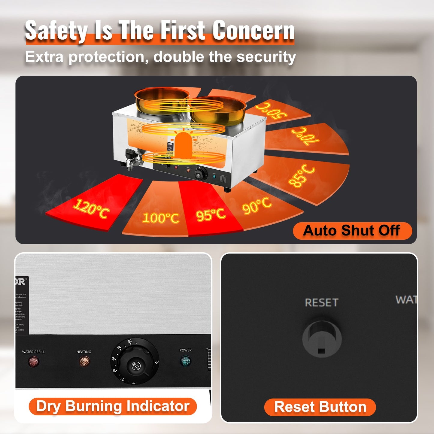 Commercial Soup Warmer Soup Station with 2*7.4 Qt Pot Soup Kettle Warmer