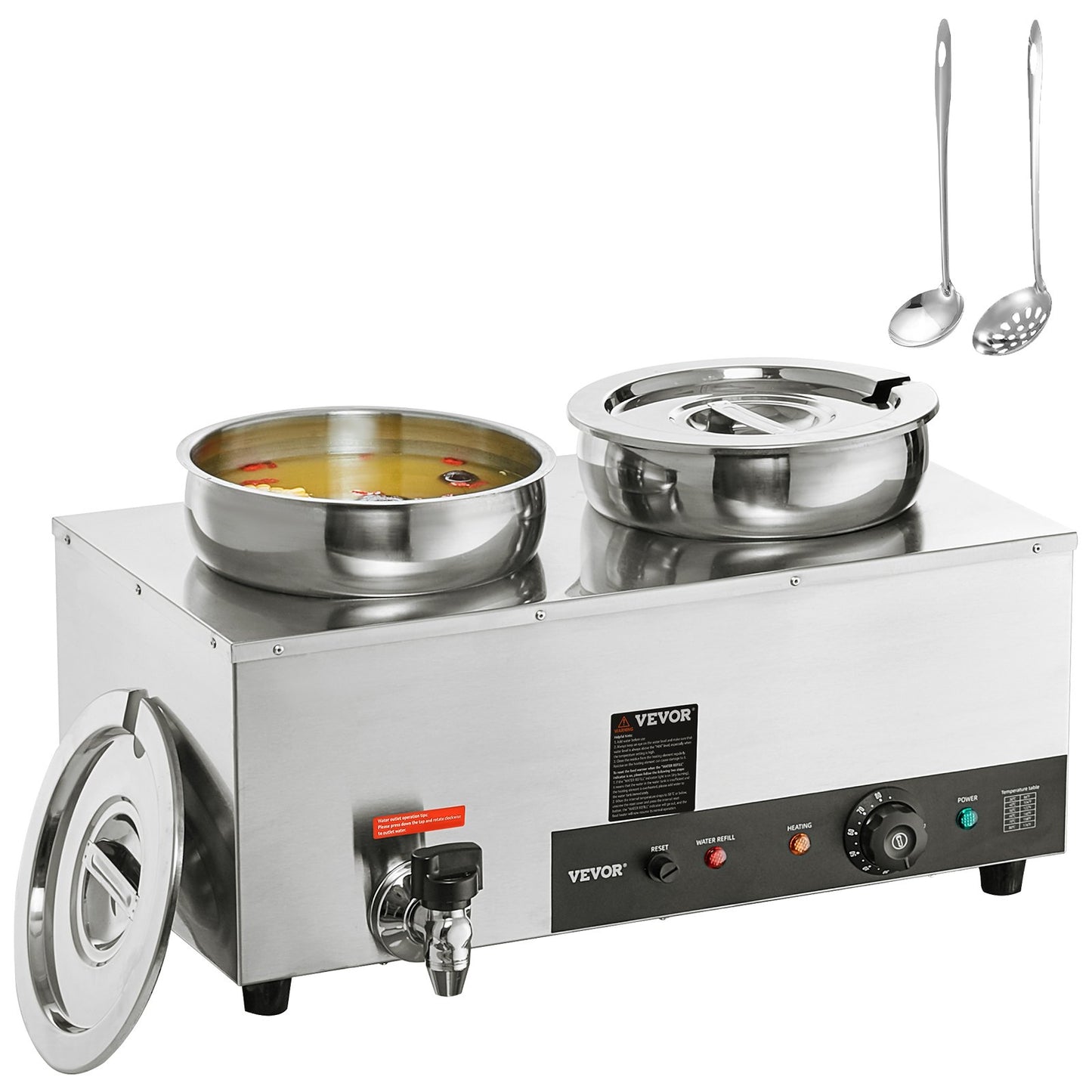 Commercial Soup Warmer Soup Station with 2*7.4 Qt Pot Soup Kettle Warmer