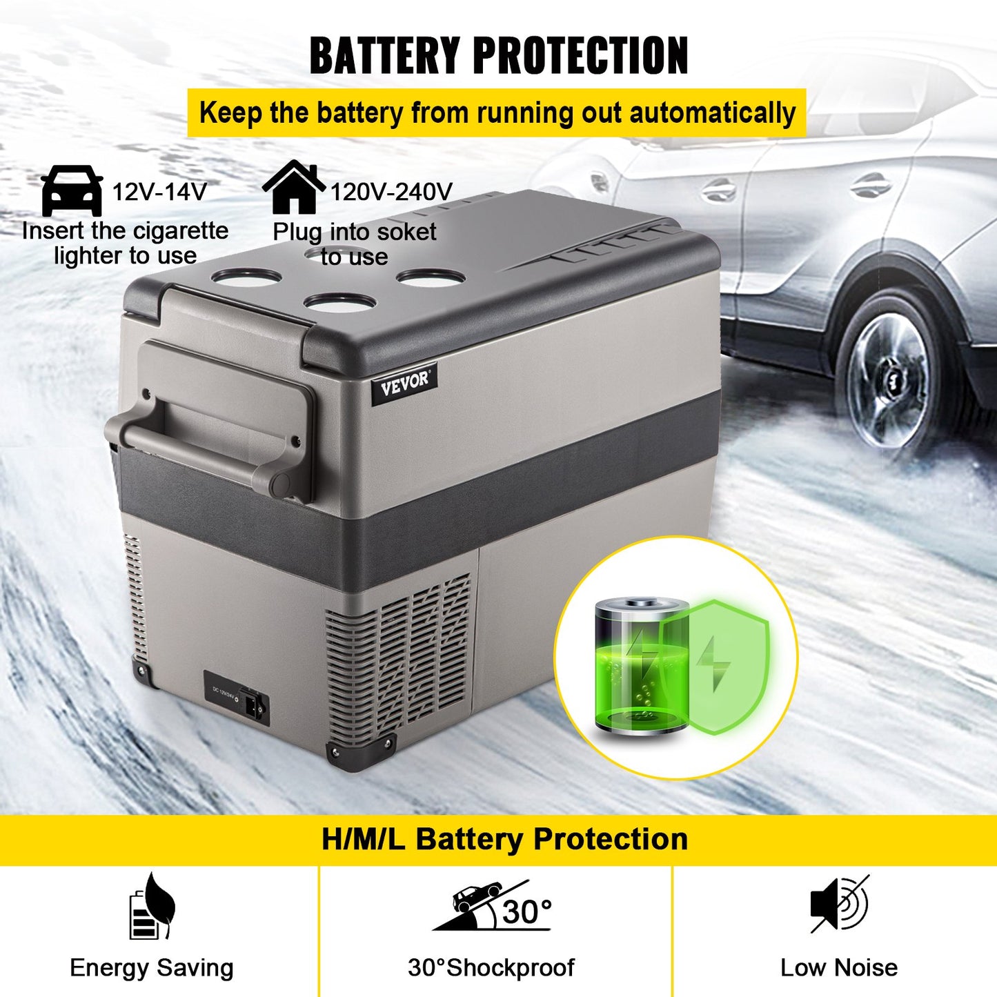 Portable Small Car Freezer 45L Mini Car Freezer Refrigerator 45W Car Fridge Cooler 12V Fridge Freezer AC/DC Portable Freezer Portable Vehicle Car Fridge For Home and Outdoor Use