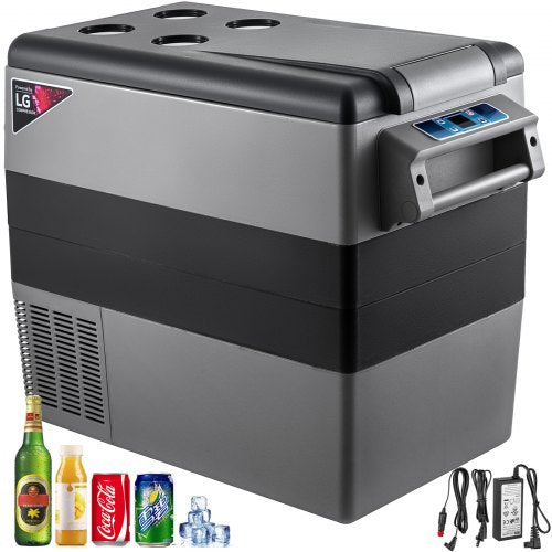 Car Refrigerator 55L Compressor Portable Small Refrigerator Car Refrigerator Freezer Vehicle Car Truck RV Boat Mini Electric Cooler for Driving Travel Fishing Outdoor and Home Use