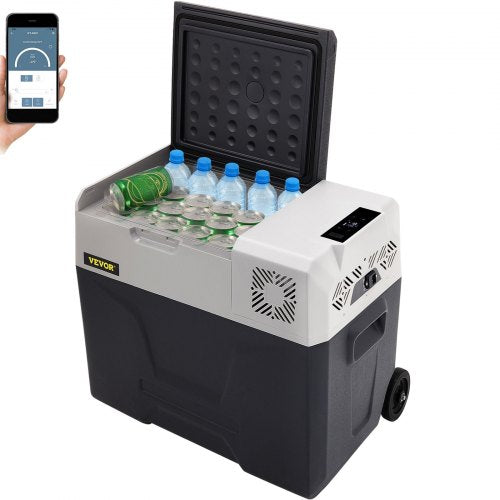 Car Refrigerator 50L Compressor Portable Small Refrigerator Car Refrigerator Freezer Vehicle Car Truck RV Boat Mini Electric Cooler for Driving Travel Fishing Outdoor and Home Use